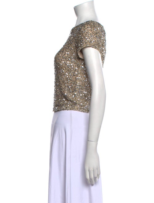 Alice + Olivia Bateau Neckline Short Sleeve Crop Top