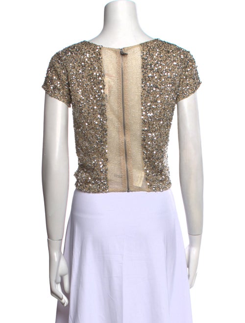 Alice + Olivia Bateau Neckline Short Sleeve Crop Top