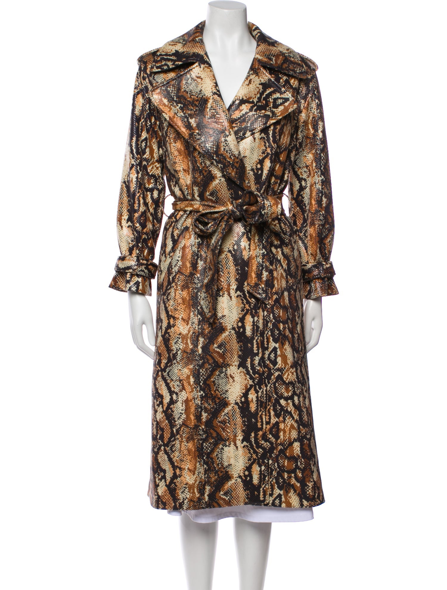 Alice + Olivia Faux Leather Animal Print Trench Coat