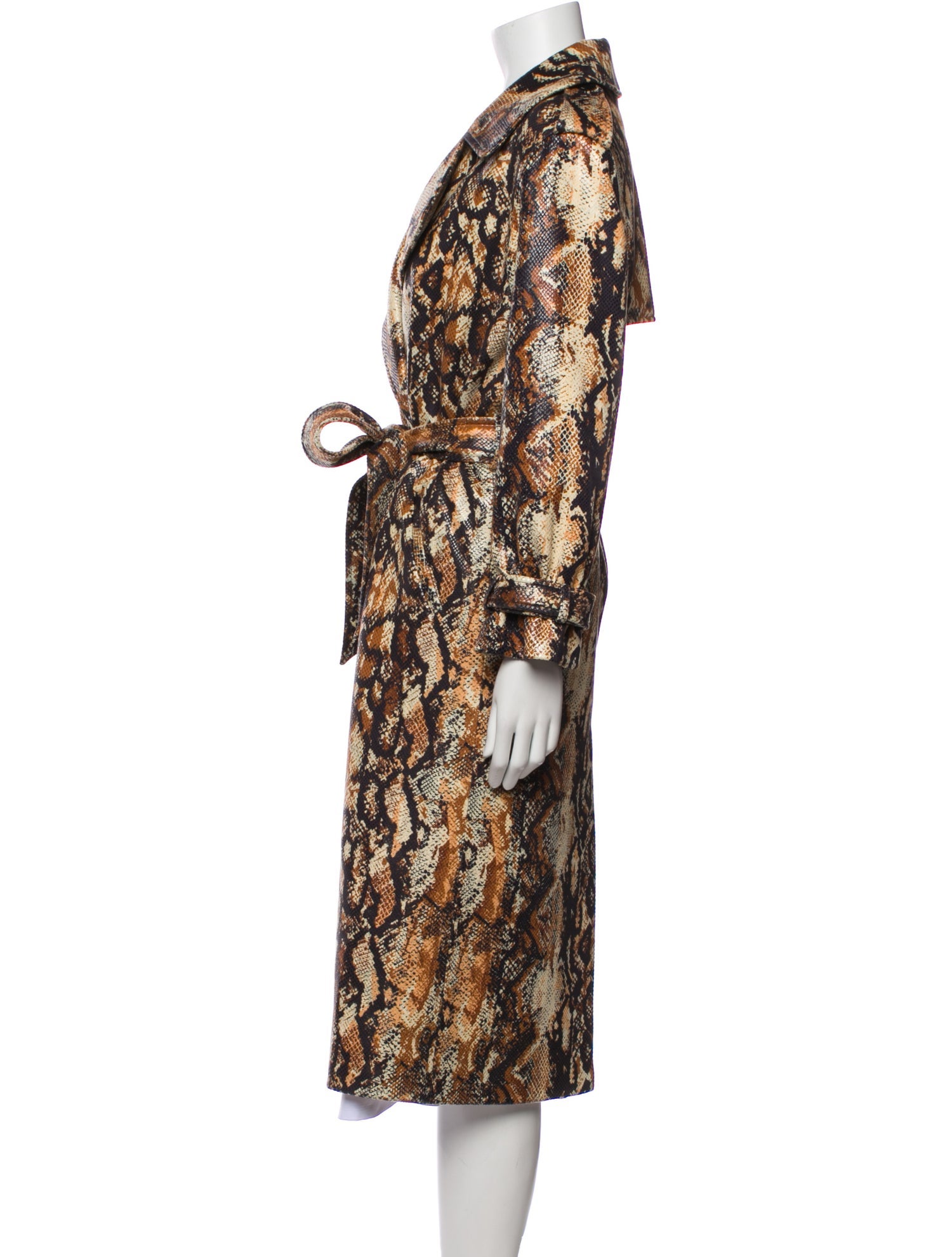 Alice + Olivia Faux Leather Animal Print Trench Coat