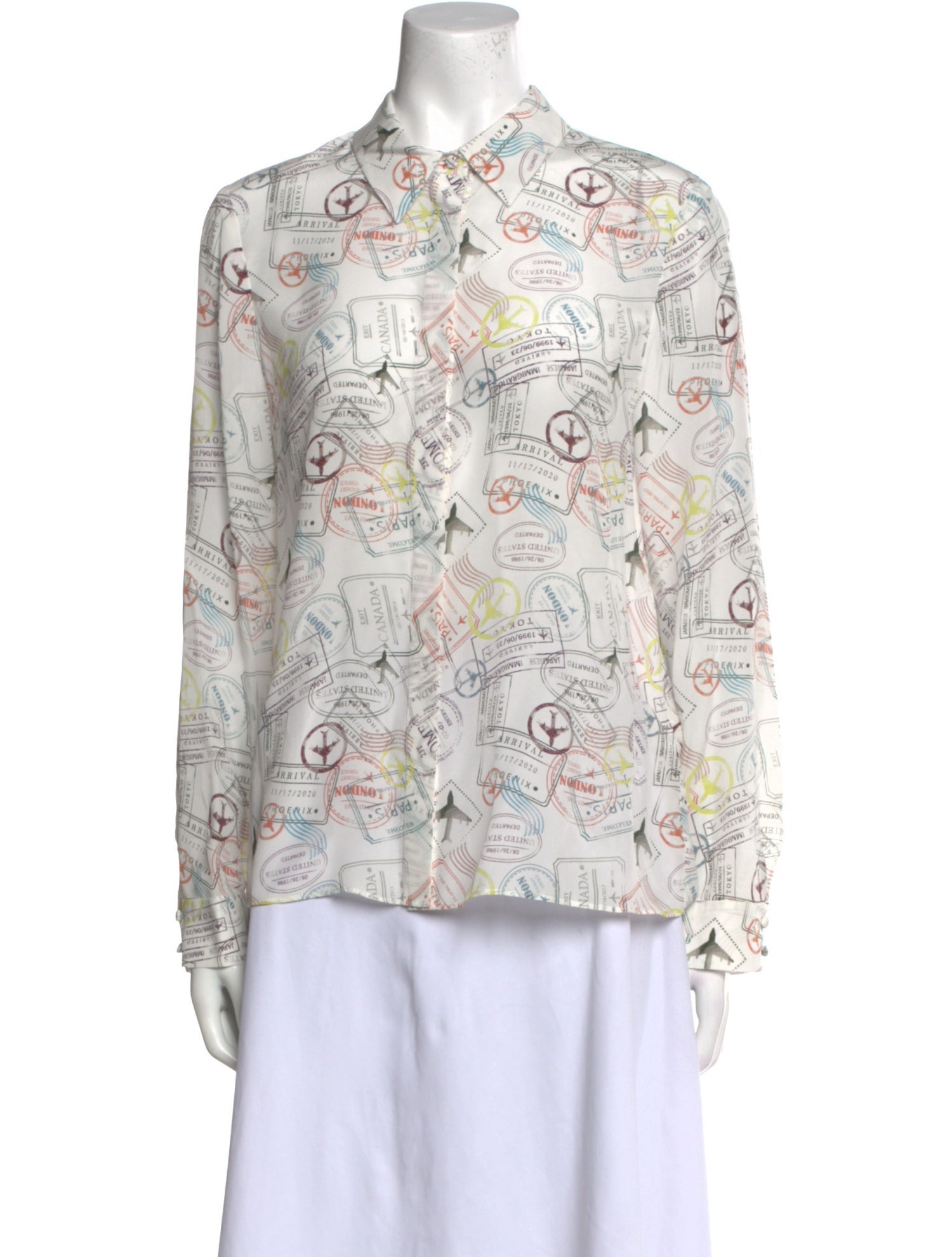 Alice + Olivia Silk Printed Button-Up Top w/ Tags