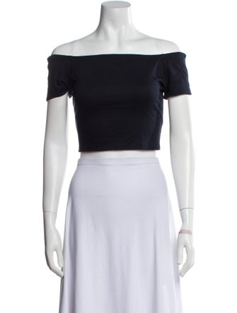 Alice + Olivia Off-The-Shoulder Short Sleeve Crop Top