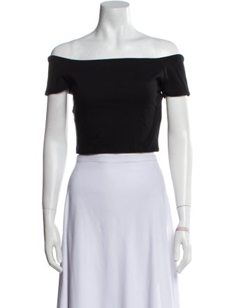 Alice + Olivia Off-The-Shoulder Short Sleeve Crop Top