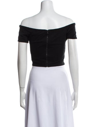 Alice + Olivia Off-The-Shoulder Short Sleeve Crop Top
