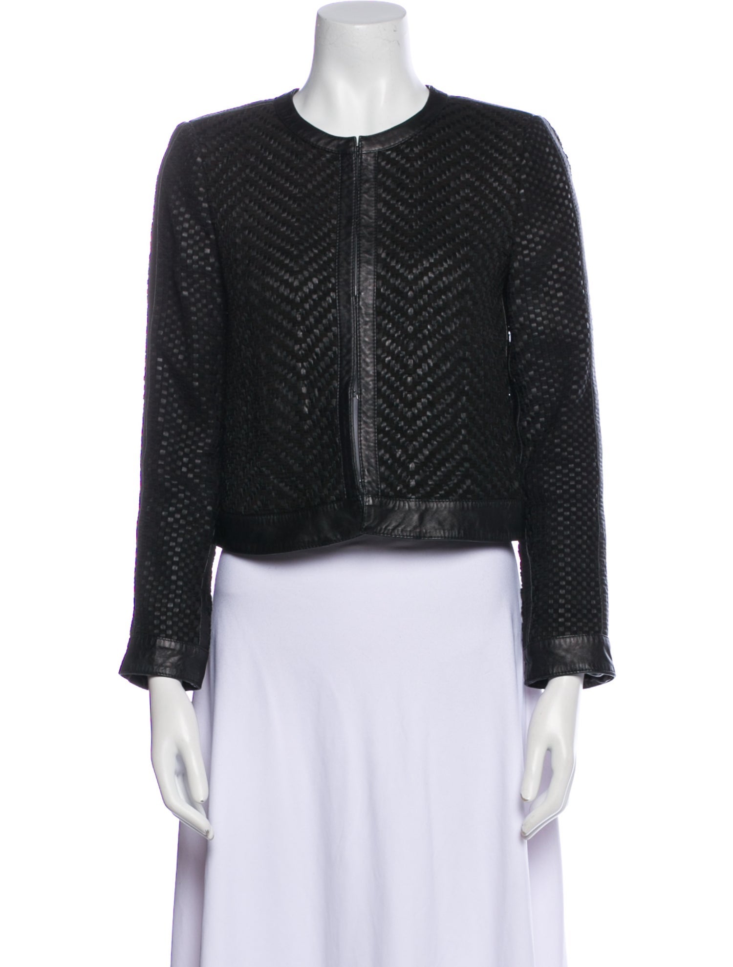 Alice + Olivia Leather Striped Evening Jacket