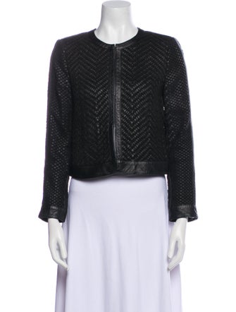 Alice + Olivia Leather Striped Evening Jacket