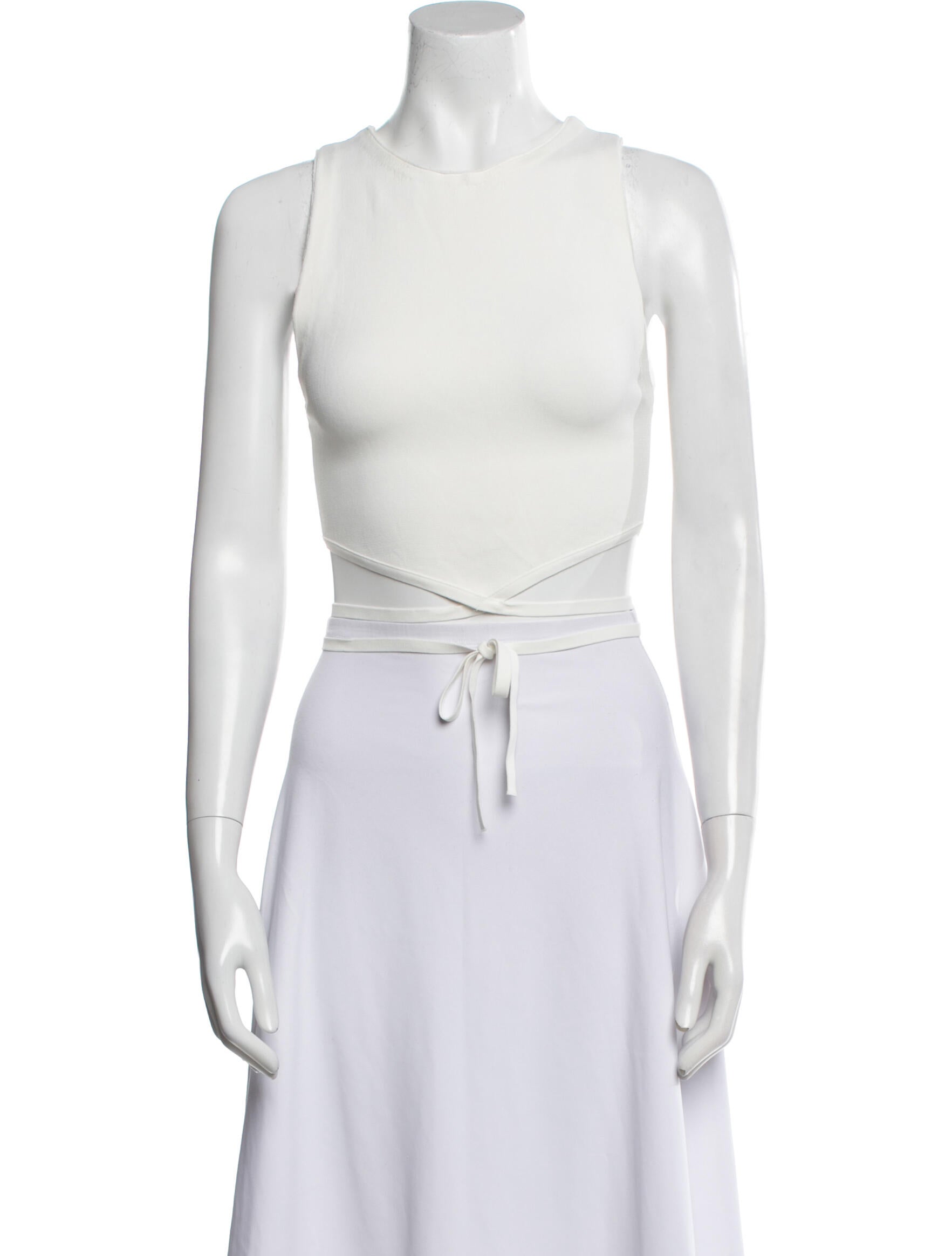 Alice + Olivia Crew Neck Sleeveless Crop Top