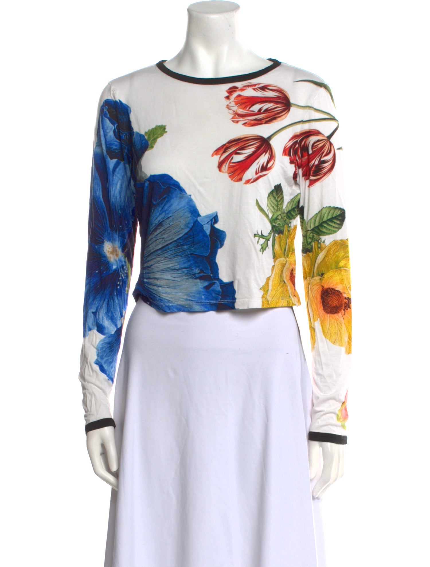 Alice + Olivia Printed Bateau Neckline Crop Top