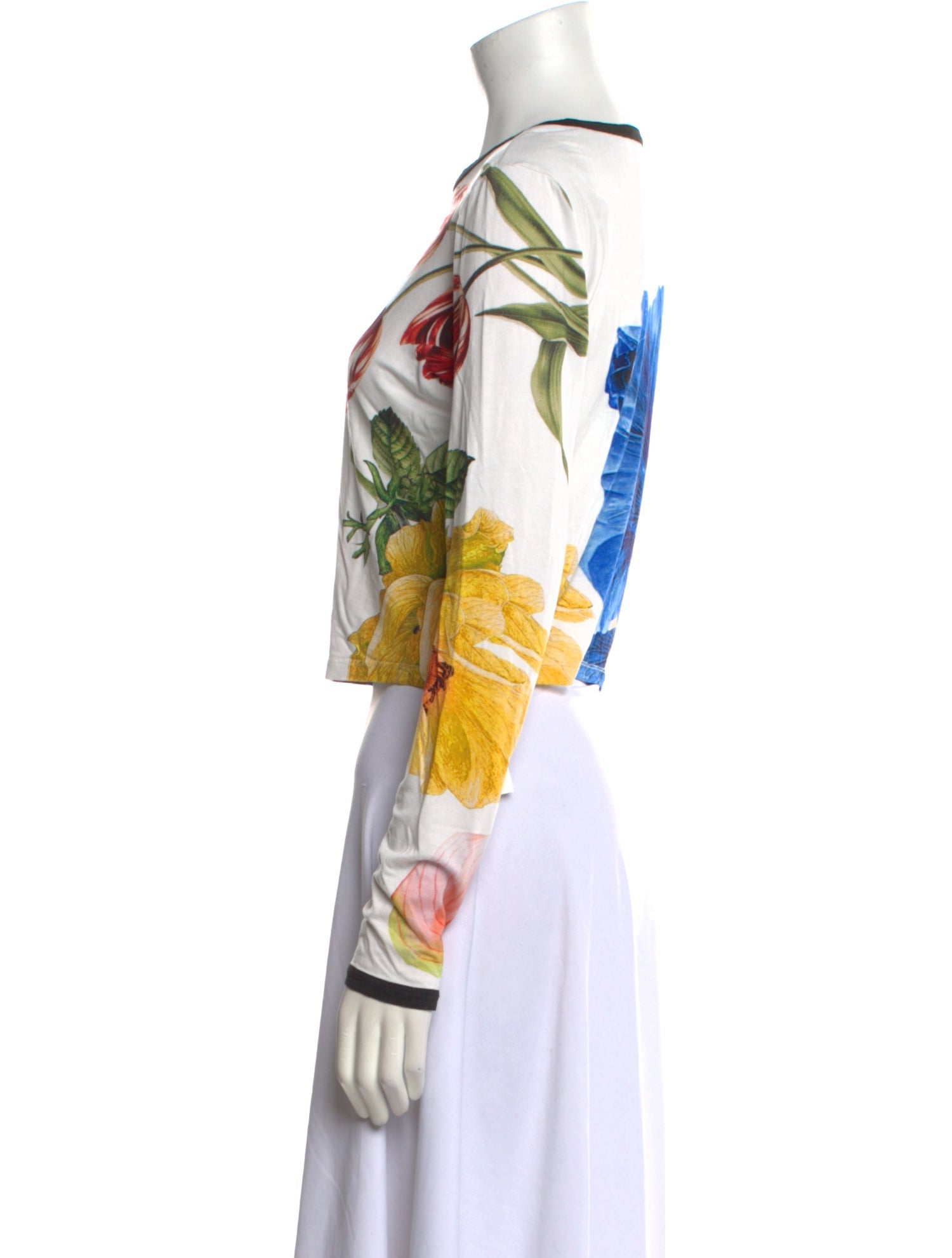 Alice + Olivia Printed Bateau Neckline Crop Top