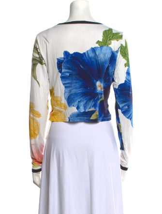 Alice + Olivia Printed Bateau Neckline Crop Top