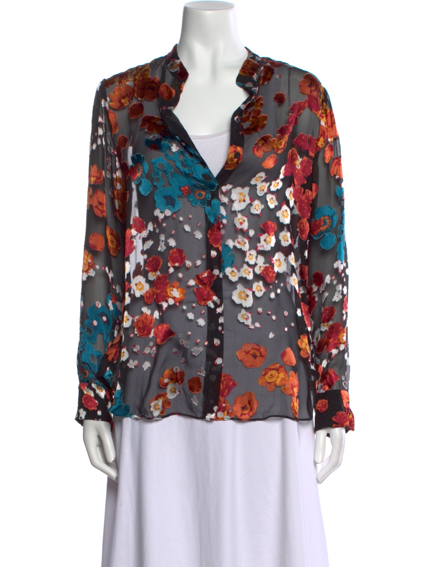 Alice + Olivia Floral Print V-Neck Blouse