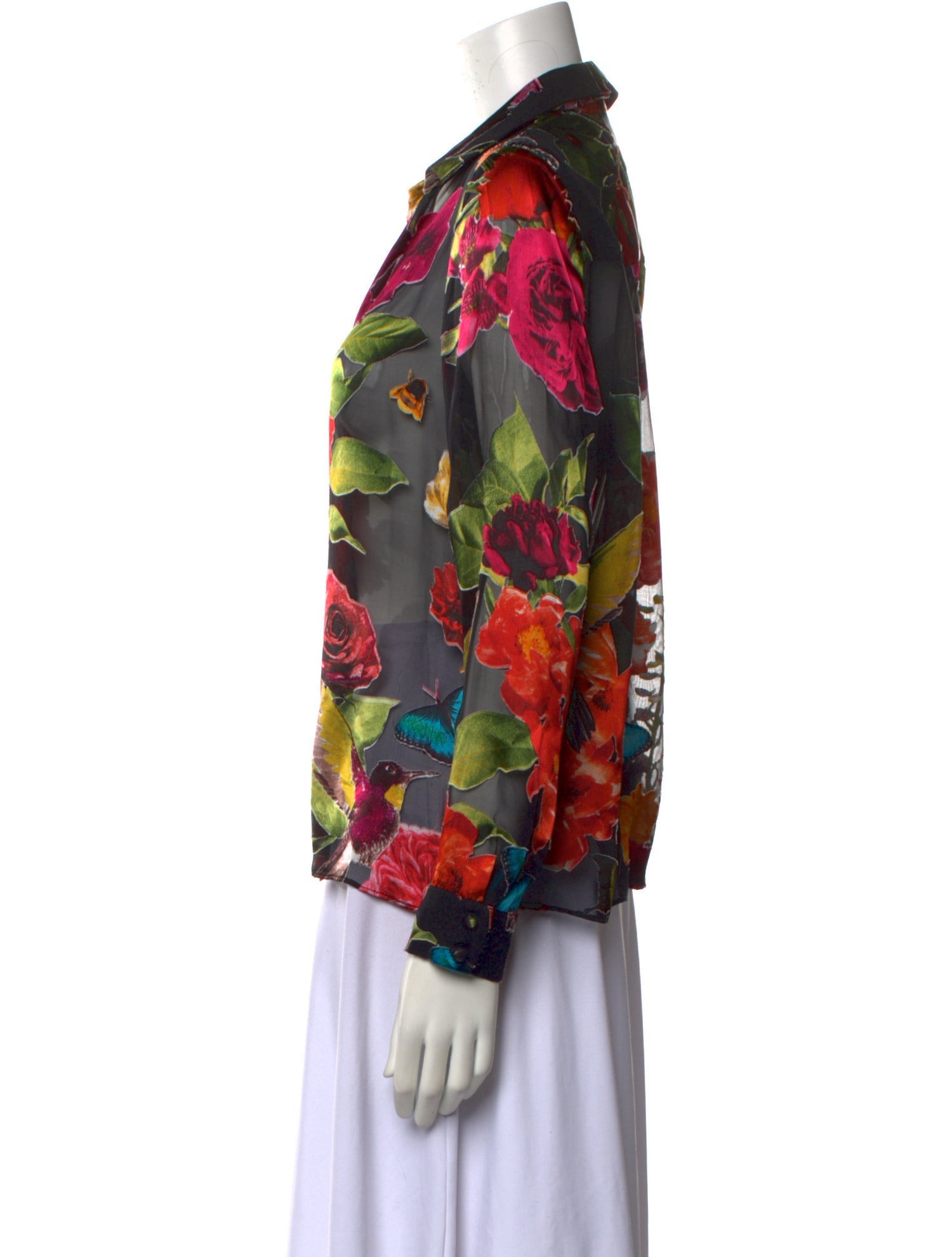 Alice + Olivia Floral Print Long Sleeve Blouse