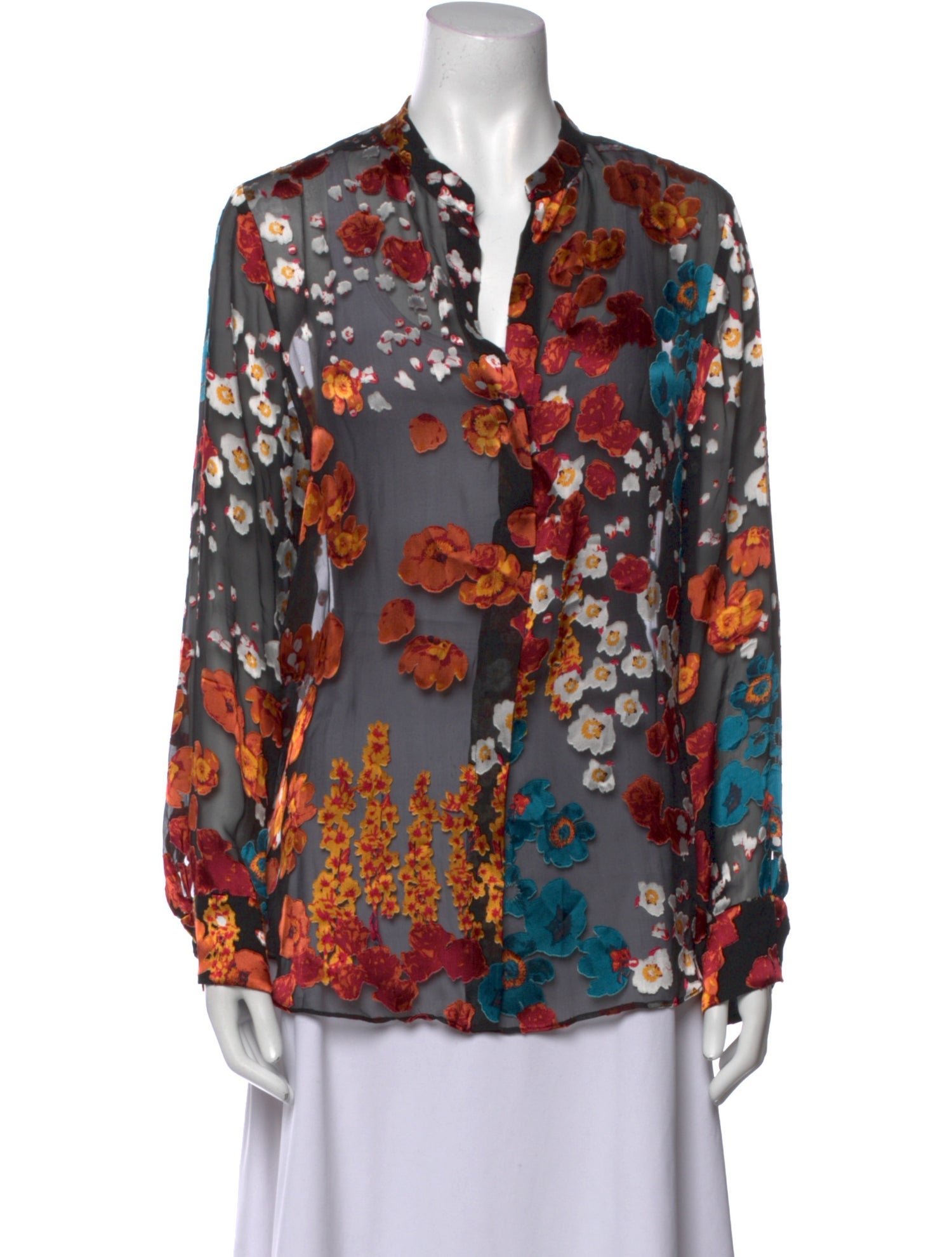 Alice + Olivia Floral Print V-Neck Blouse