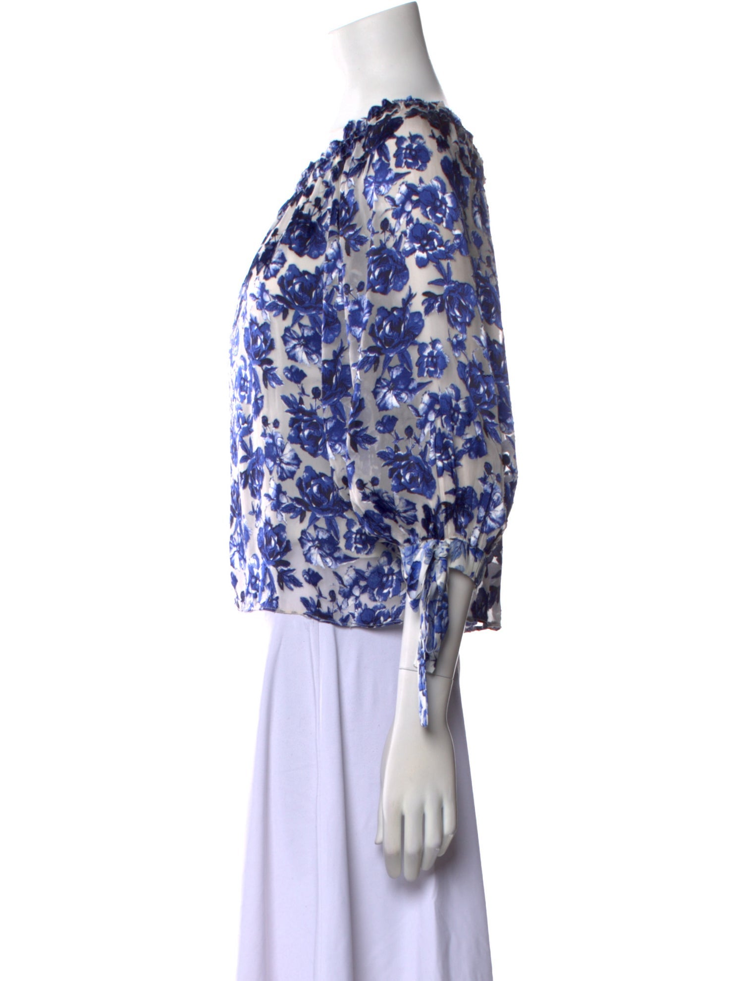 Alice + Olivia Floral Print Bateau Neckline Blouse