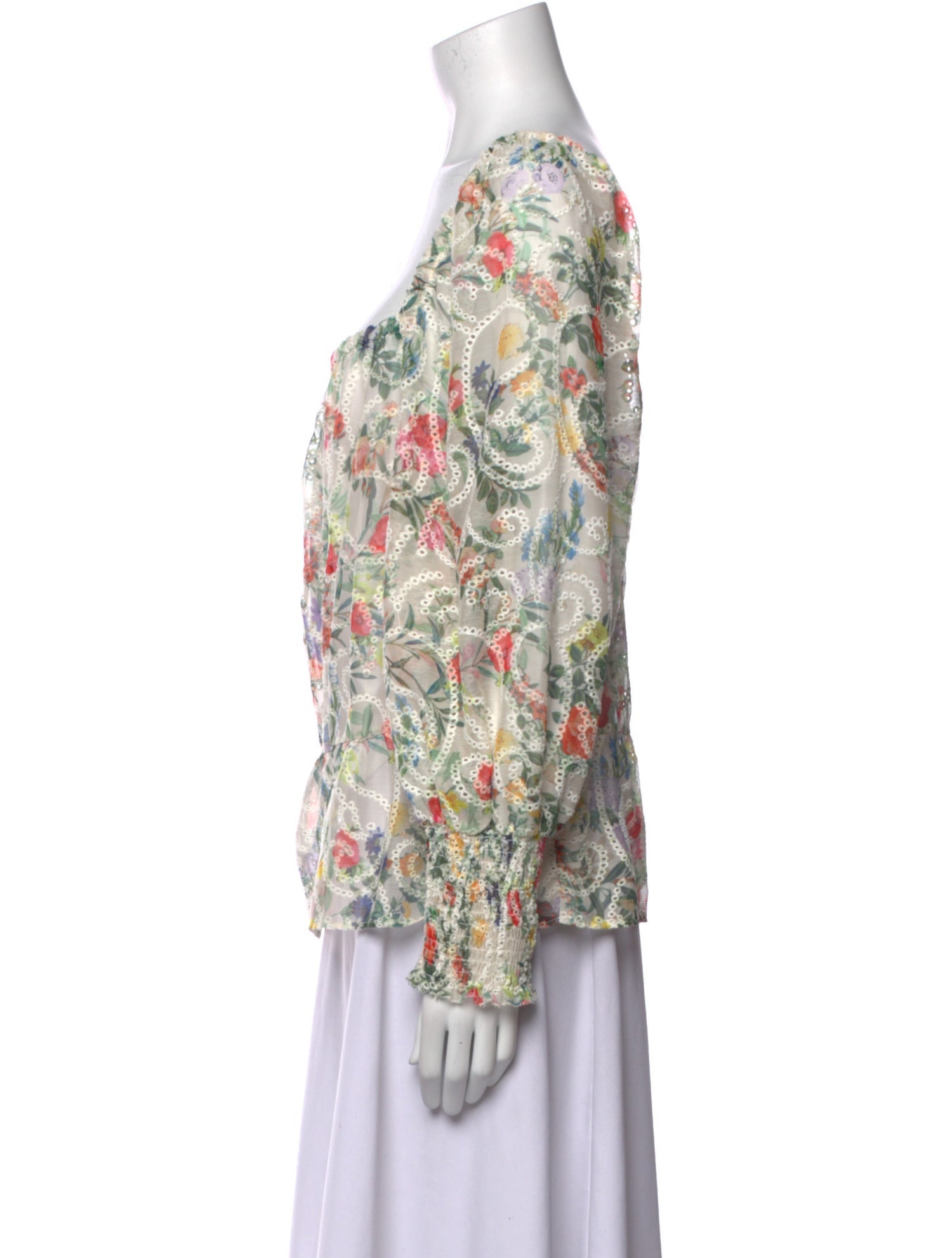 Alice + Olivia Floral Print Square Neckline Blouse