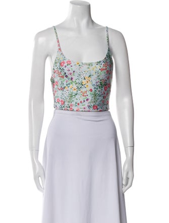 Alice + Olivia Floral Print Square Neckline Crop Top