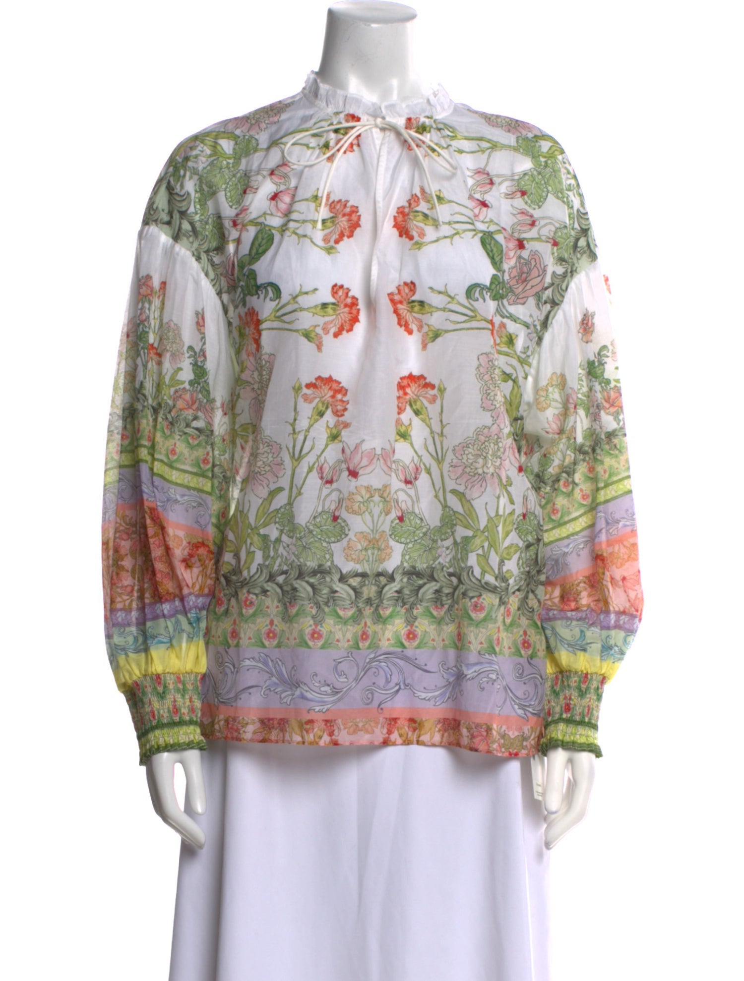 Alice + Olivia Floral Print Mock Neck Blouse