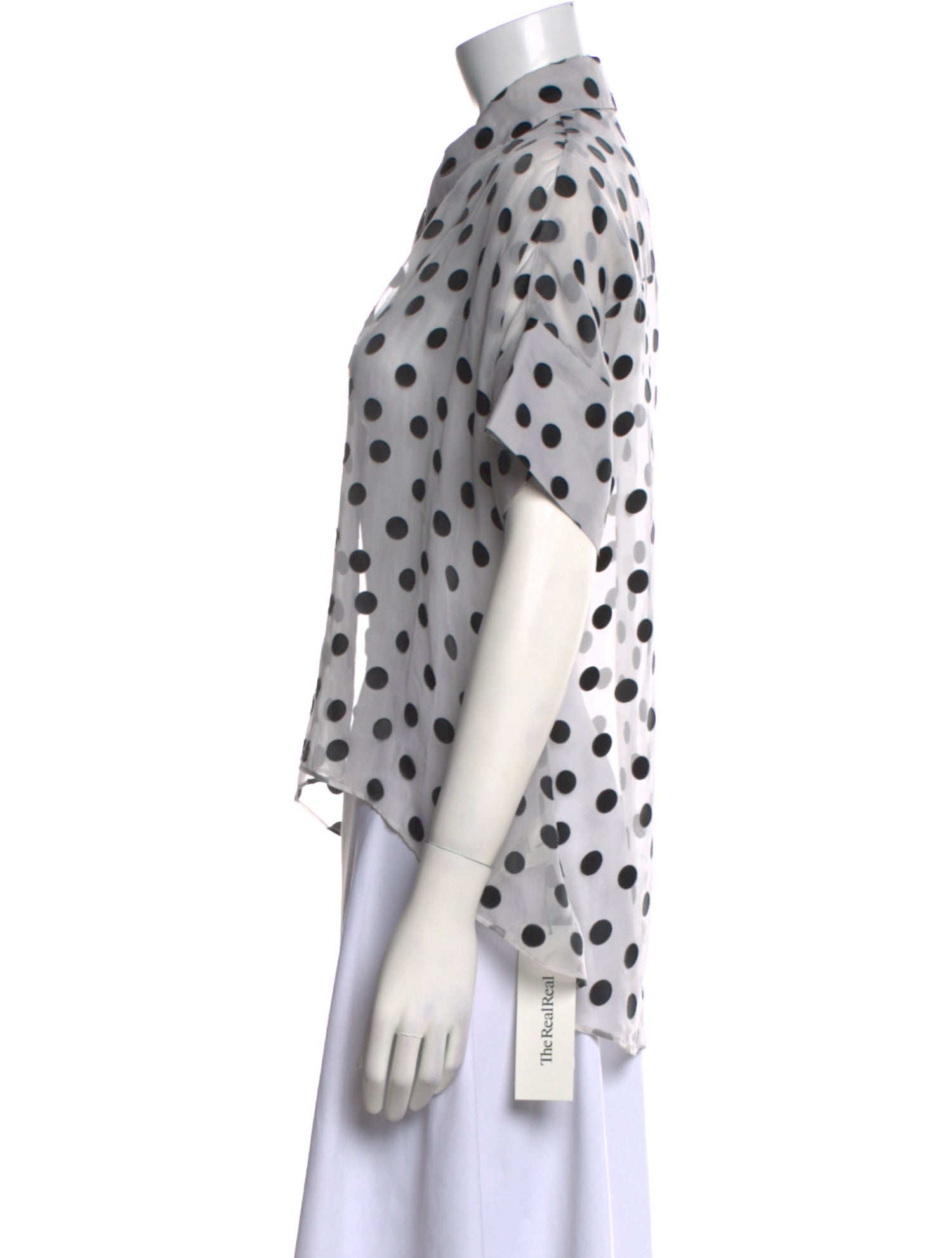 Alice + Olivia Silk Polka Dot Print Button-Up Top