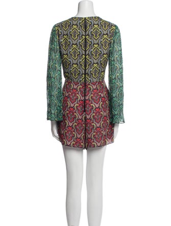 Alice + Olivia Printed Plunge Neckline Romper