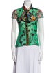 Alice + Olivia Printed Short Sleeve Button-Up Top