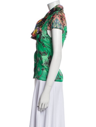 Alice + Olivia Printed Short Sleeve Button-Up Top