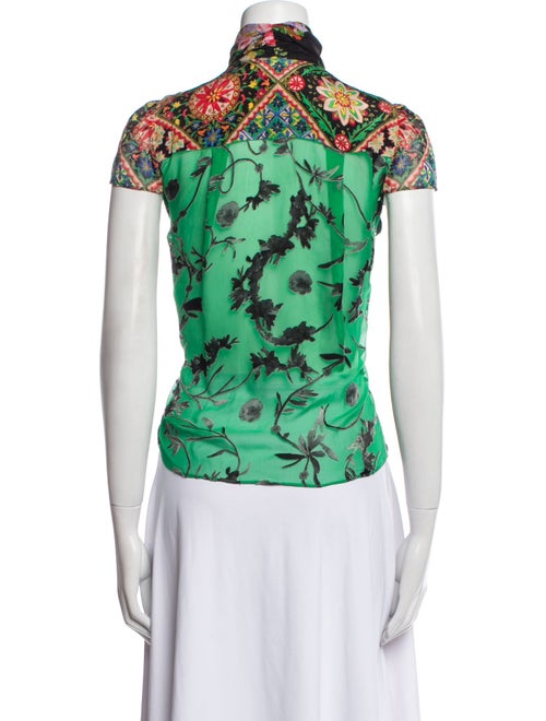 Alice + Olivia Printed Short Sleeve Button-Up Top