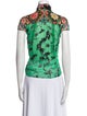 Alice + Olivia Printed Short Sleeve Button-Up Top