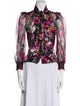 Alice + Olivia Floral Print Three-Quarter Sleeve Button-Up Top