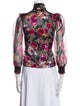 Alice + Olivia Floral Print Three-Quarter Sleeve Button-Up Top