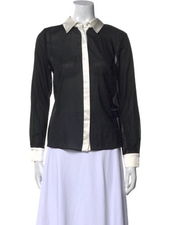 Alice + Olivia Silk Long Sleeve Button-Up Top