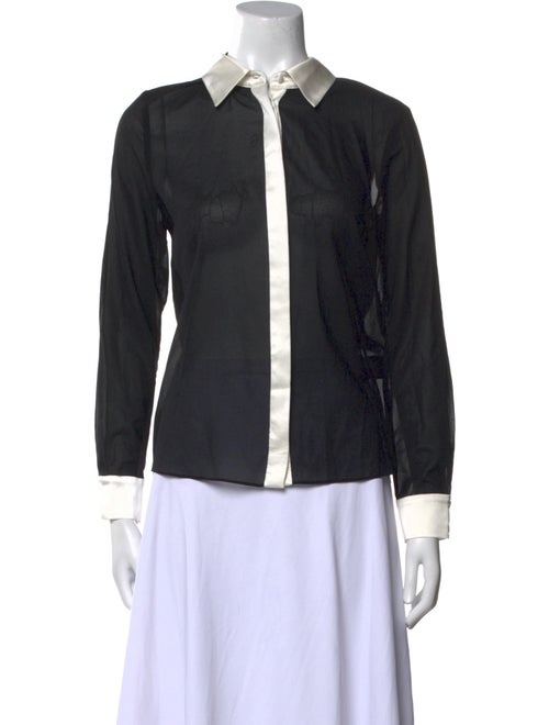 Alice + Olivia Silk Long Sleeve Button-Up Top