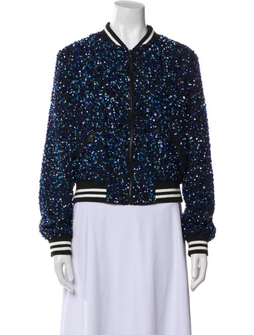 Alice + Olivia Silk Patterned Bomber Jacket