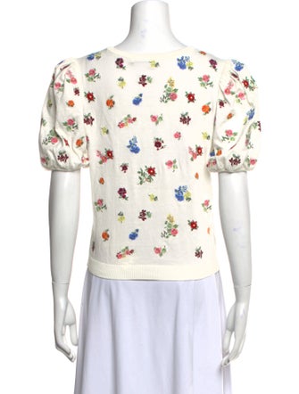 Alice + Olivia Floral Print Bateau Neckline T-Shirt