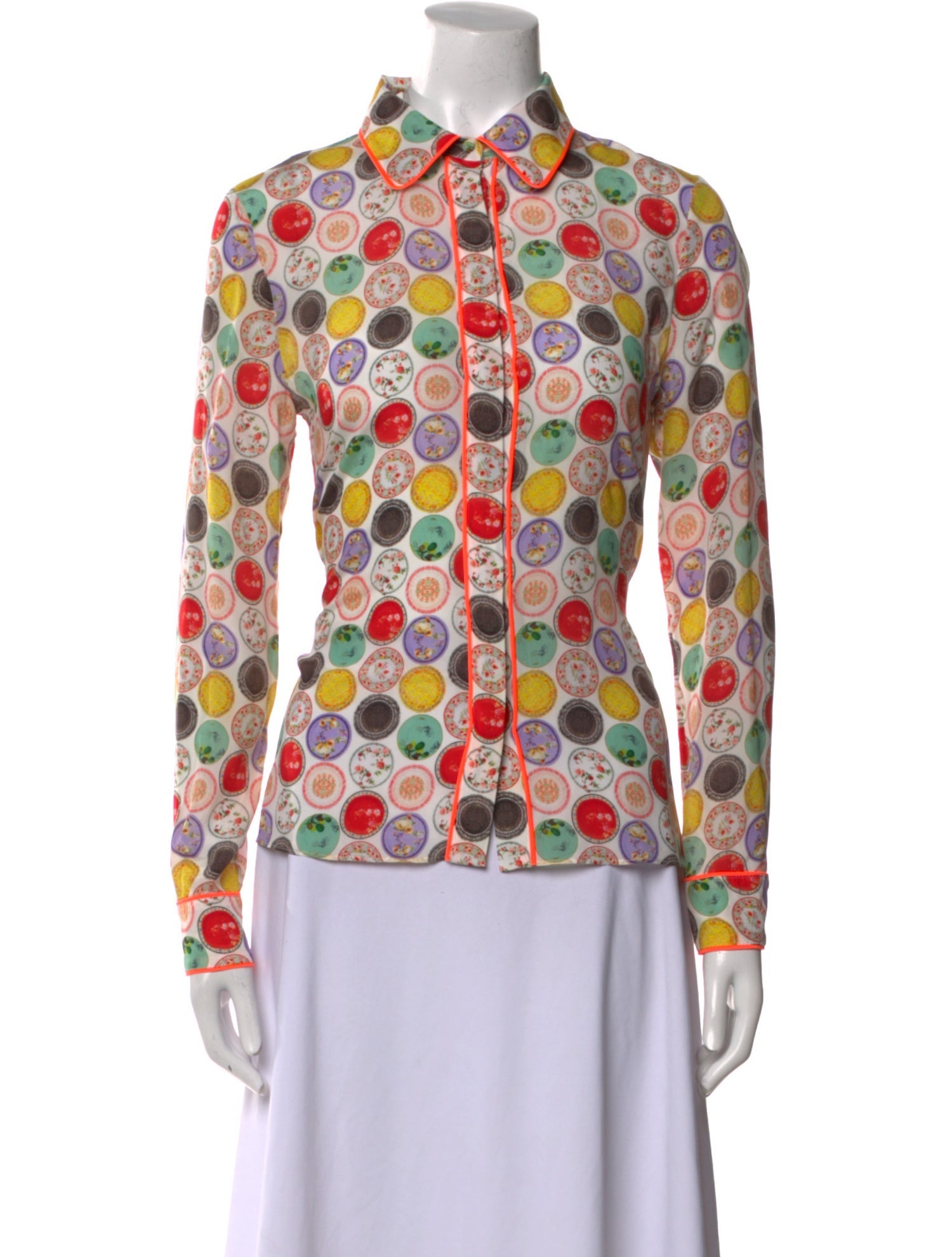Alice + Olivia Silk Printed Button-Up Top w/ Tags