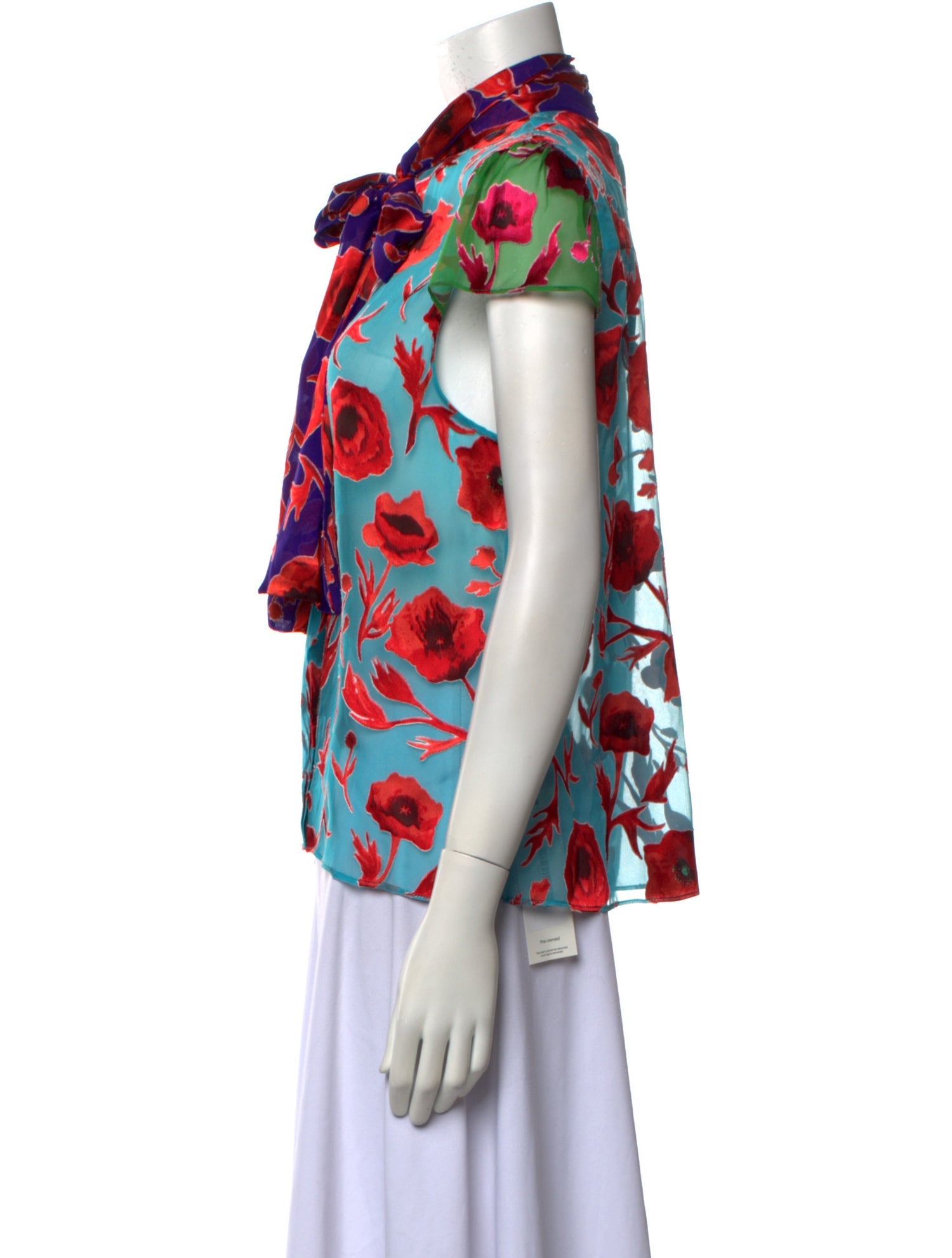 Alice + Olivia Printed Tie Neck Button-Up Top w/ Tags