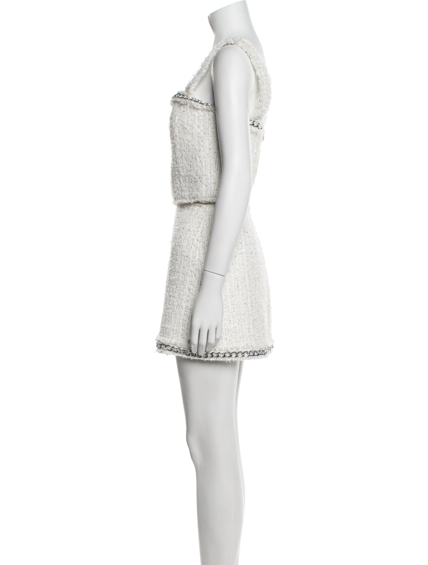 Alice + Olivia Tweed Pattern Chain-Link Accents Skirt Set