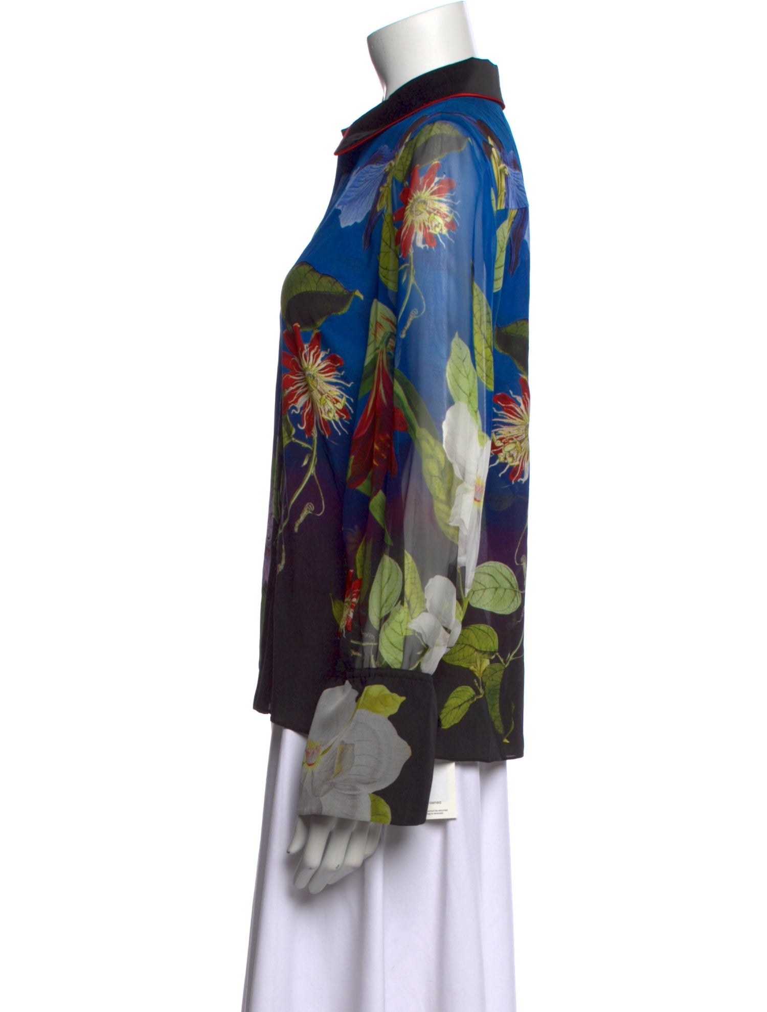 Alice + Olivia Silk Floral Print Button-Up Top