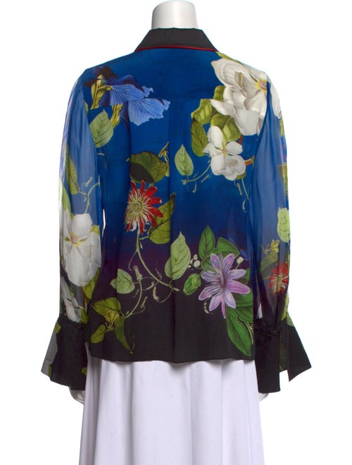 Alice + Olivia Silk Floral Print Button-Up Top