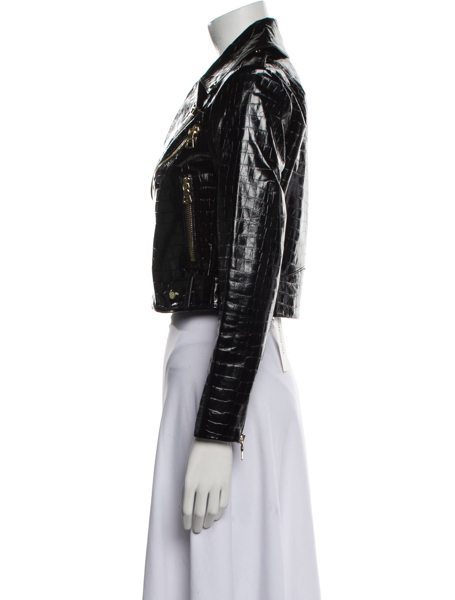 Alice + Olivia Leather Printed Biker Jacket