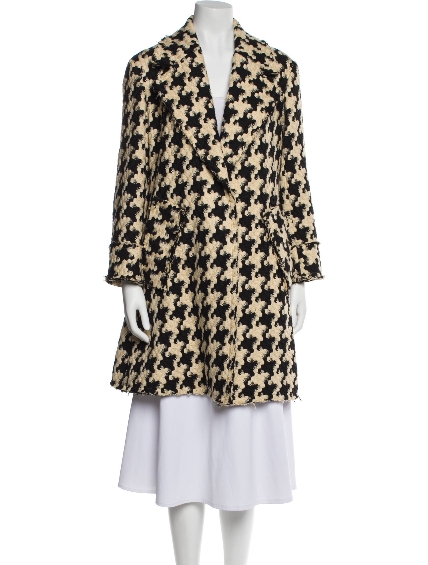 Alice + Olivia Houndstooth Print Fur Coat