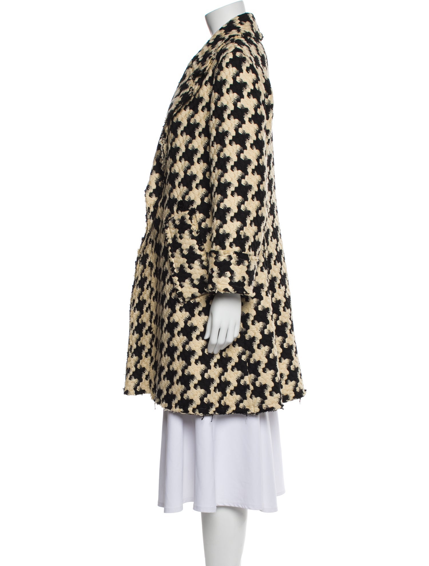 Alice + Olivia Houndstooth Print Fur Coat