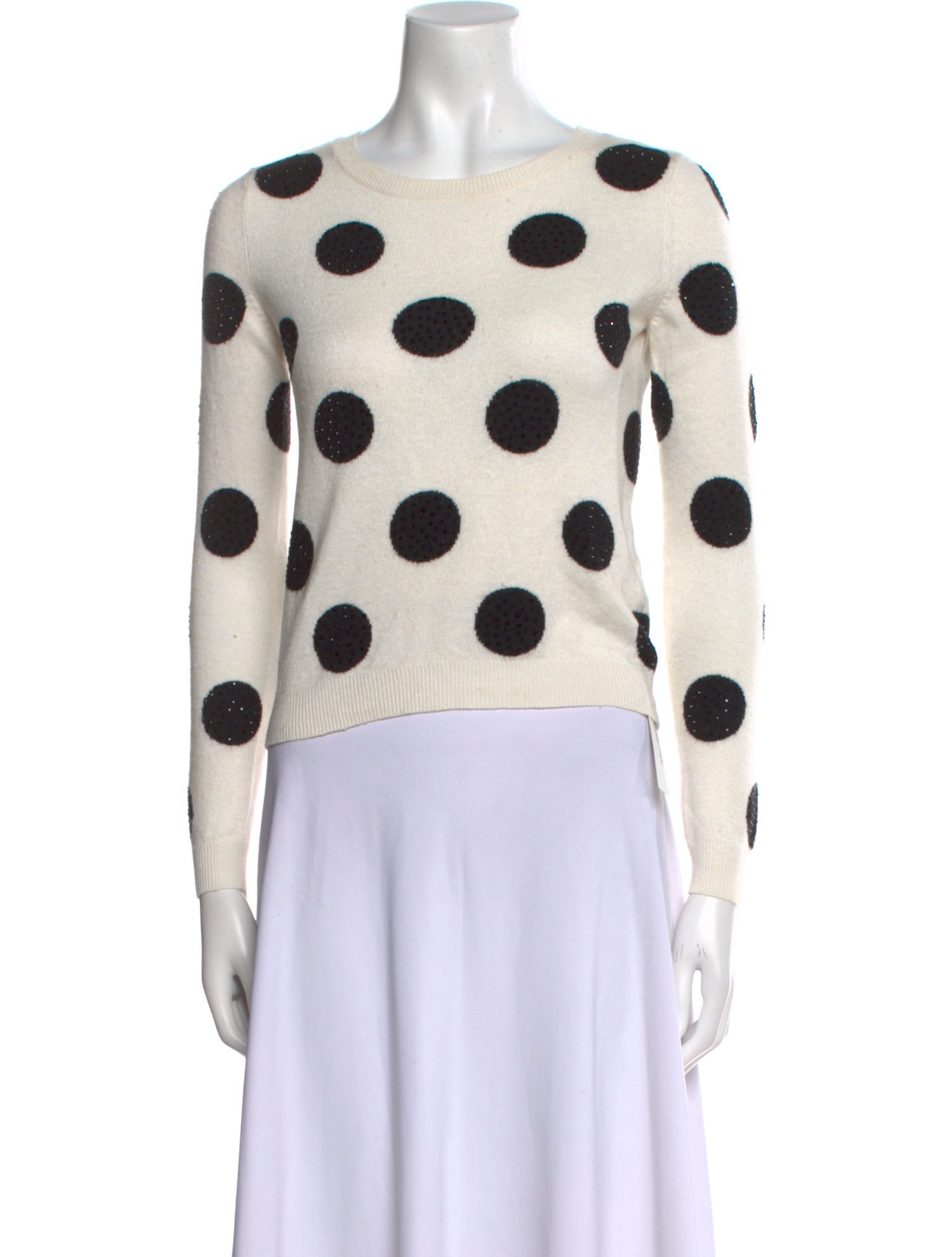 Alice + Olivia Polka Dot Print Crew Neck Sweater