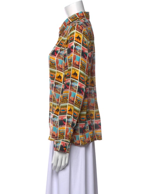 Alice + Olivia Silk Printed Button-Up Top