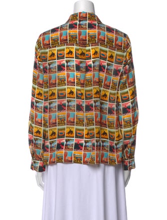 Alice + Olivia Silk Printed Button-Up Top