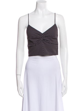 Alice + Olivia Polka Dot Print V-Neck Crop Top