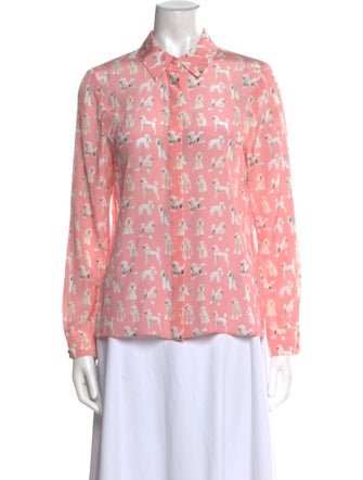 Alice + Olivia Silk Printed Button-Up Top