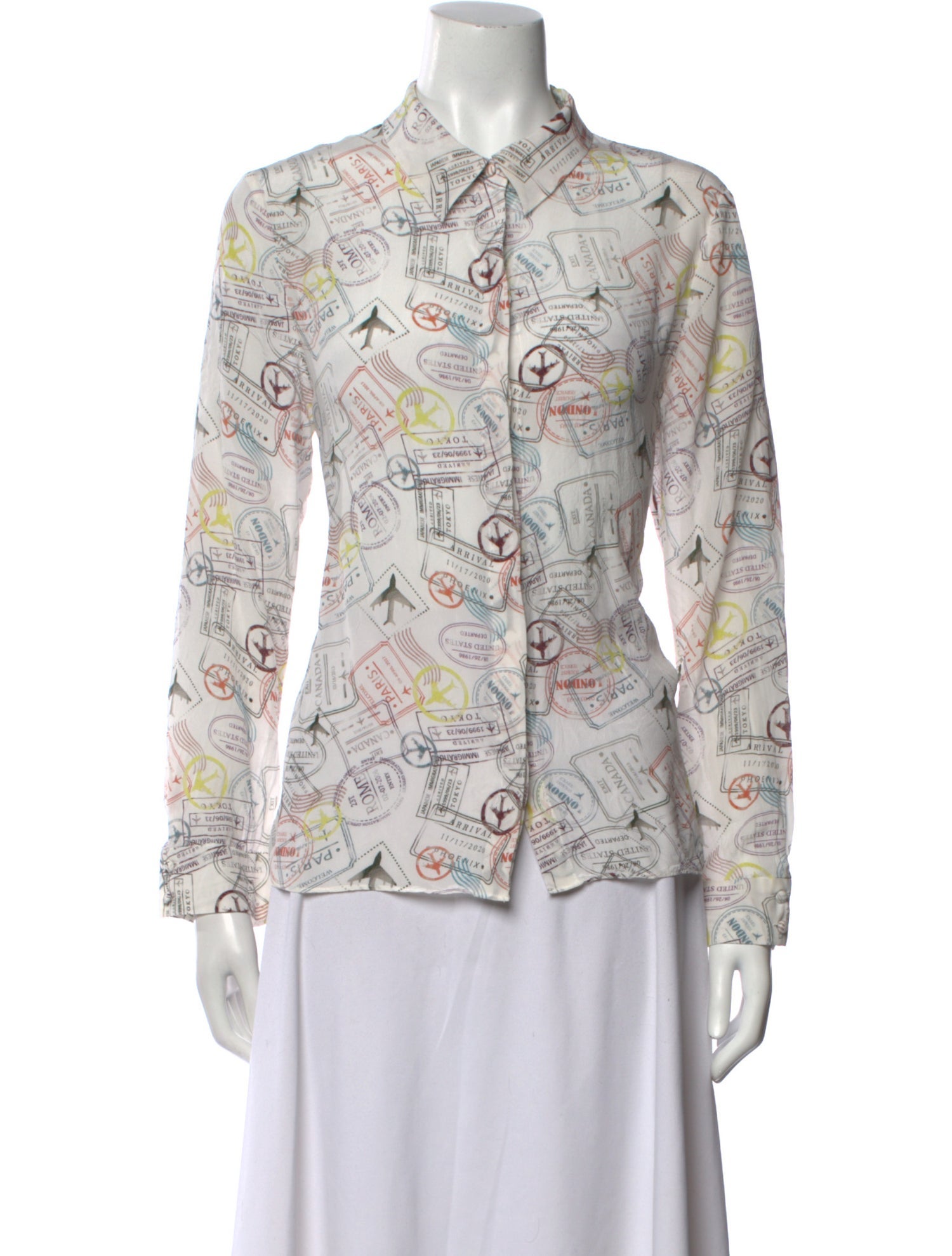 Alice + Olivia Silk Printed Button-Up Top