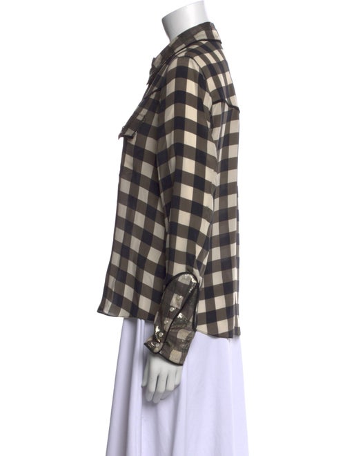 Alice + Olivia Silk Plaid Print Button-Up Top
