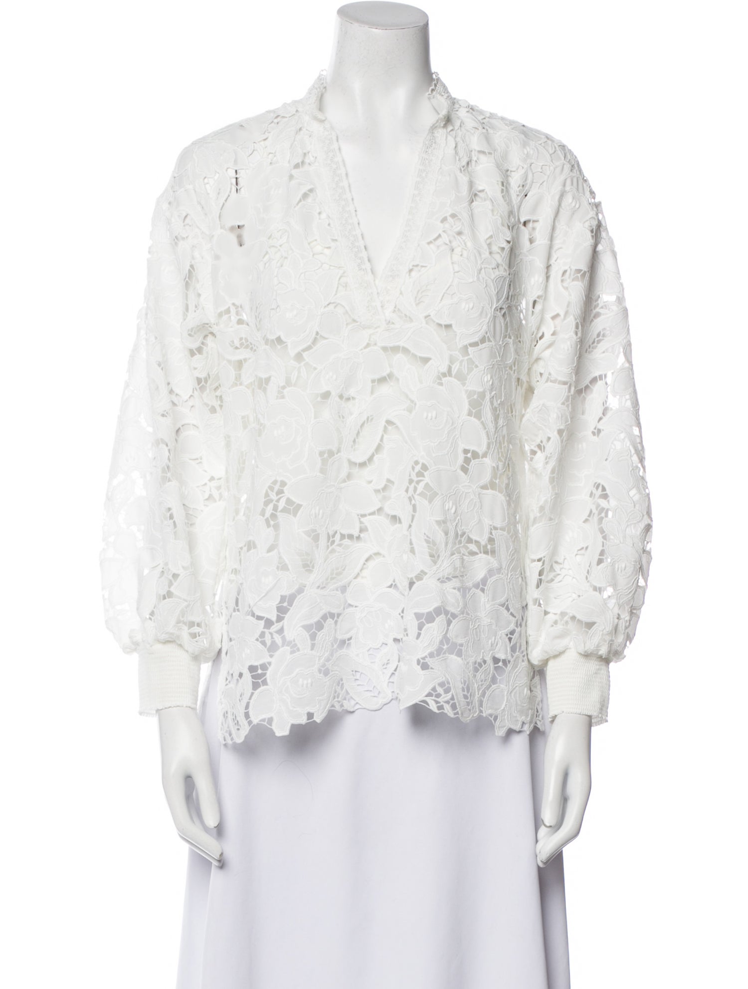 Alice + Olivia Lace Pattern V-Neck Blouse