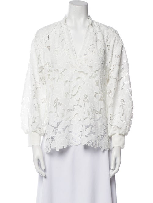 Alice + Olivia Lace Pattern V-Neck Blouse